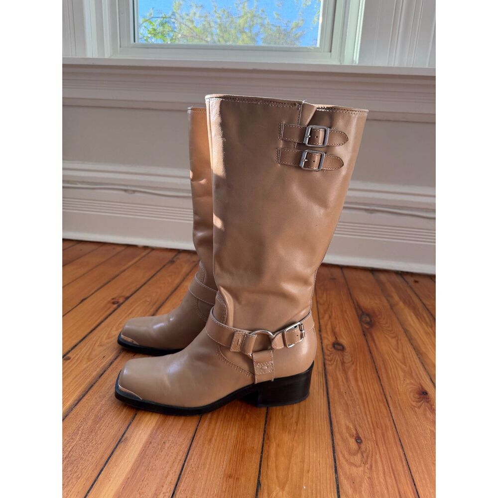 Dolce Vita Evi Tan Leather Moto Western Boots 9.5